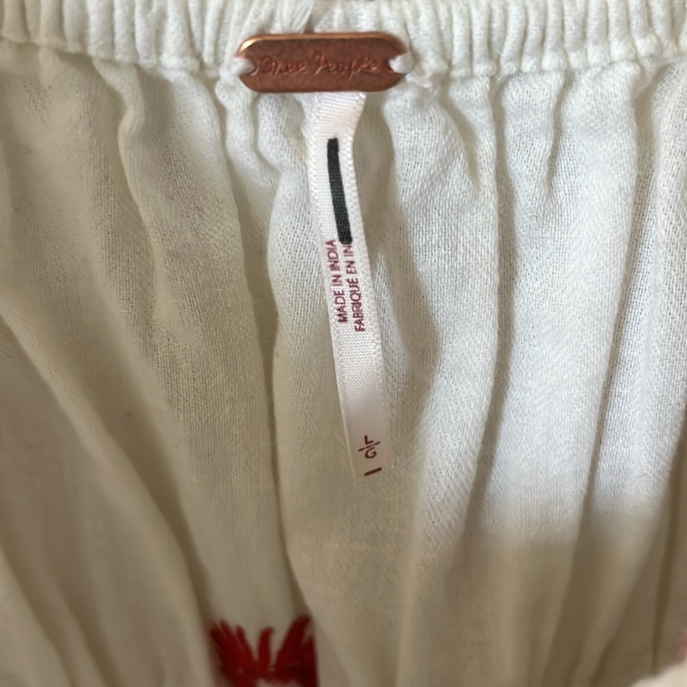 Free People Emory Embroidered White Maxi Dress with Red Floral Accents SOLD OUT - Picture 5 of 6